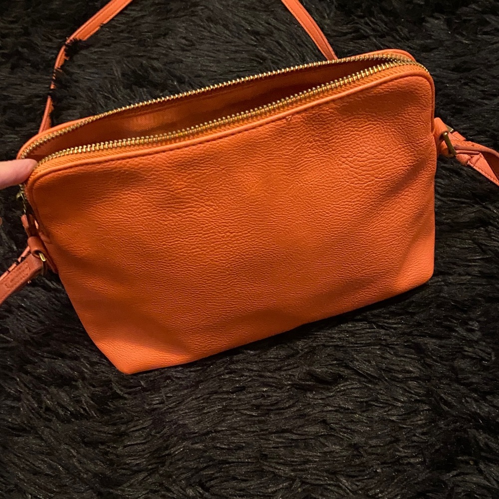 Universal Thread Burnt Orange Pebbled Leather Crossbody with Gold Hardware